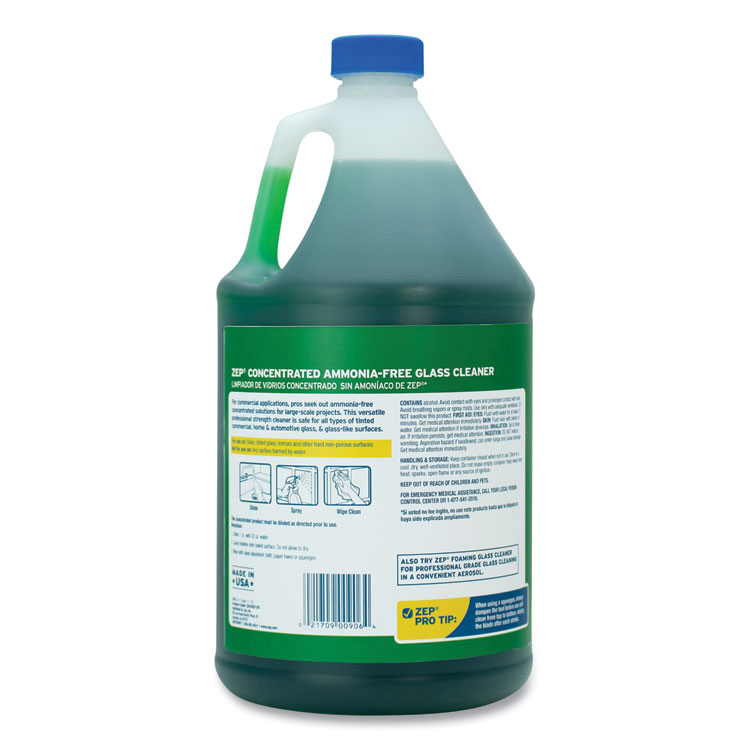 Zep Commercial Ammonia-Free Glass Cleaner, Pleasant Scent, 1 gal Bottle, 4/Carton (ZPEZU1052128CT)
