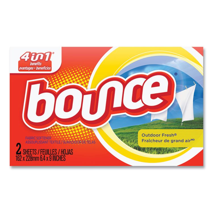 Bounce Fabric Softener Sheets, Outdoor Fresh, 2/Box, 156 Boxes/Carton (PGC02664)