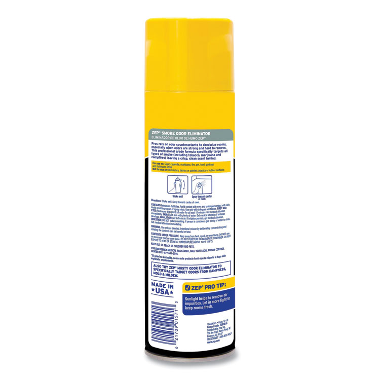 Zep Commercial Smoke Odor Eliminator, Fresh Scent, 16 oz, Spray Can (ZPEZUSOE16)