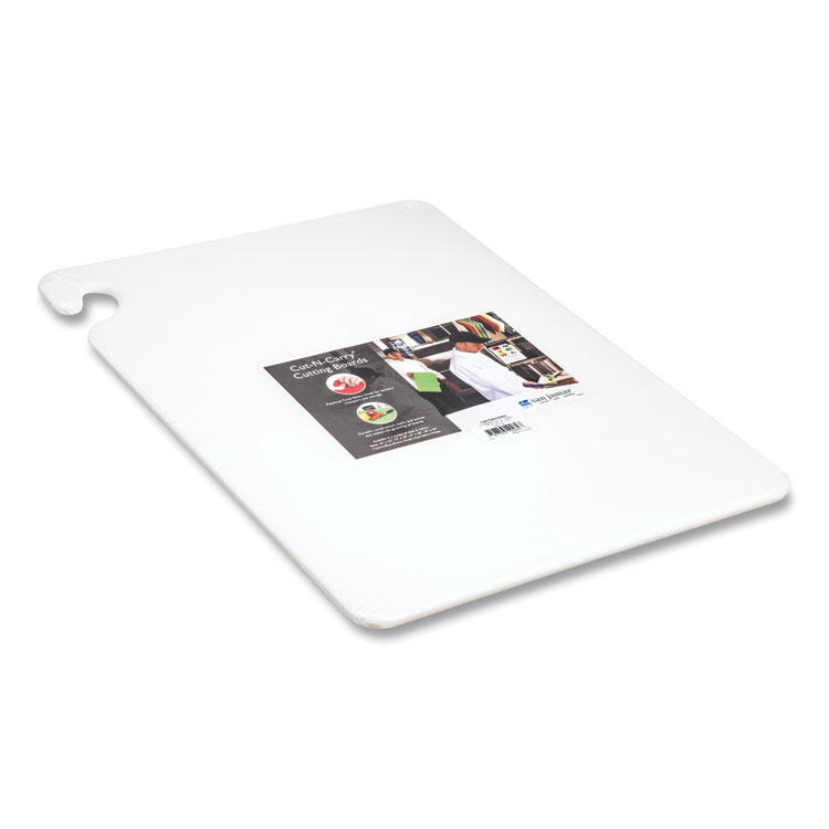 San Jamar Cut-N-Carry Color Cutting Boards, Plastic, 20 x 15 x 0.5, White (SJMCB152012WH)