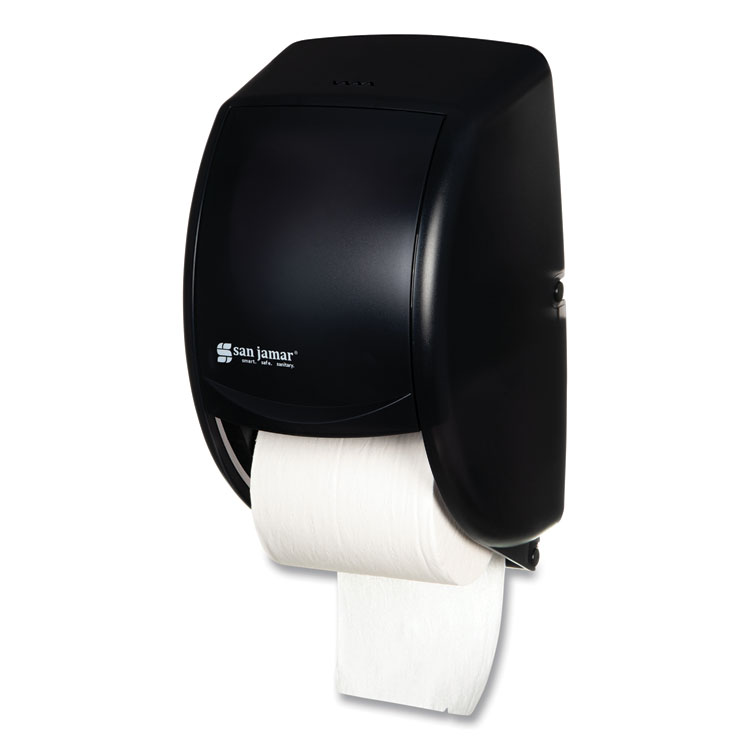 San Jamar Duett Standard Bath Tissue Dispenser, 2 Roll, 7.5 x 7 x 12.75, Black Pearl (SJMR3500TBK)