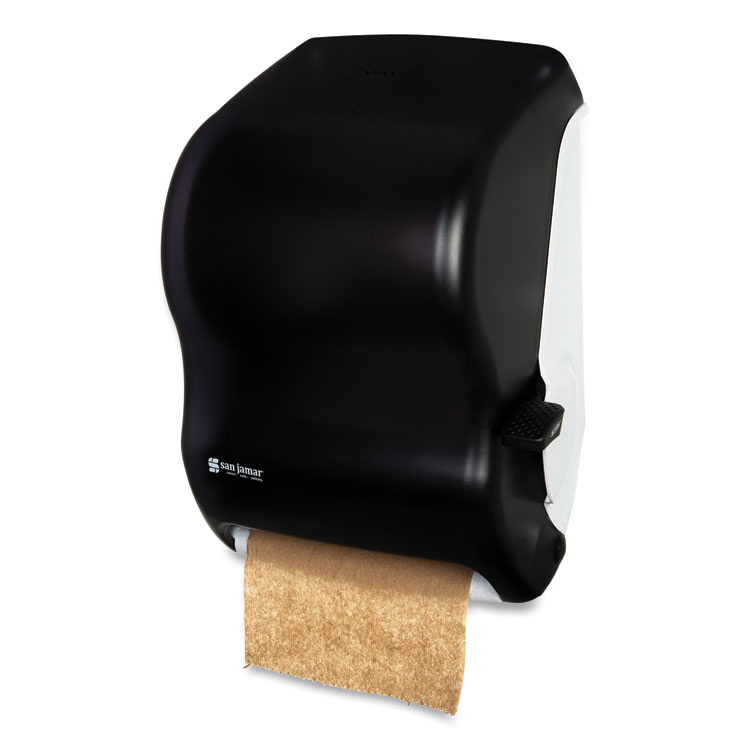 San Jamar Lever Roll Towel Dispenser, Classic, 12.94 x 9.25 x 16.5, Transparent Black Pearl (SJMT1100TBK)