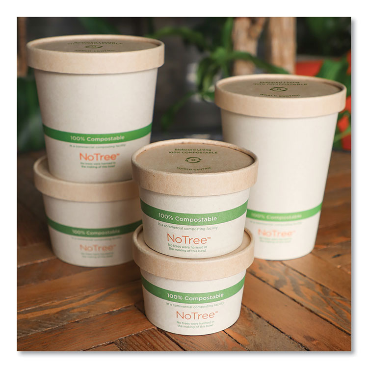 World Centric Paper Lids for Bowls, 3.6" Diameter, Kraft, 500/Carton (WORBOLPA8K)