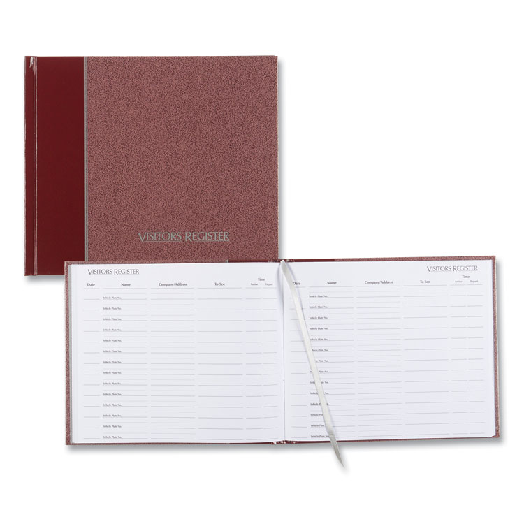 National Hardcover Visitor Register Book, Burgundy Cover, 9.78 x 8.5 Sheets, 128 Sheets/Book (RED57803)