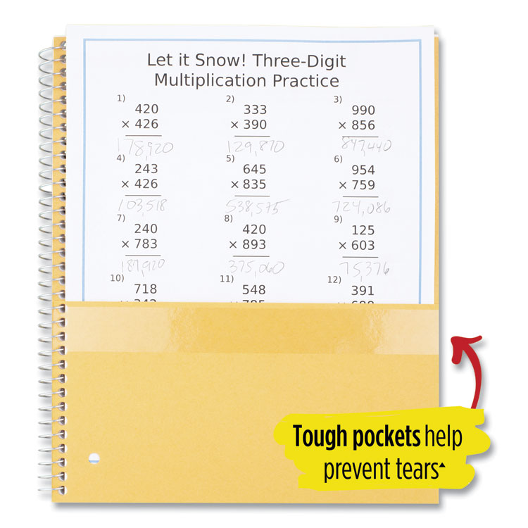 Five Star Wirebound Notebook with Four Pockets, 3-Subject, Medium/College Rule, Black Cover, (150) 11 x 8.5 Sheets (MEA72069)