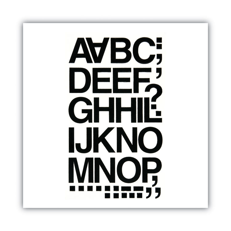 Chartpak Press-On Vinyl Letters and Numbers, Self Adhesive, Black, 1.5"h, 37 Letters and Numbers (CHA01040)