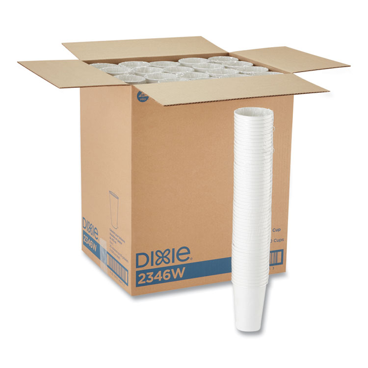 Dixie Paper Hot Cups, 16 oz, White, 50/Sleeve, 20 Sleeves/Carton (DXE2346W)