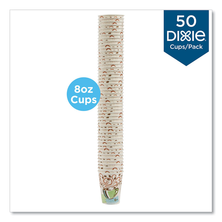 Dixie PerfecTouch Paper Hot Cups, 8 oz, Coffee Haze Design, 50/Pack (DXE5338CDPK)