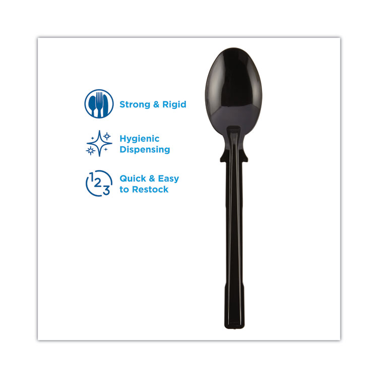 Dixie SmartStock Tri-Tower Dispensing System Cutlery, Teaspoons, Mediumweight, Polystyrene, Black, 40/Cartridge, 24 Cartridges/CT (DXEDUSST5)