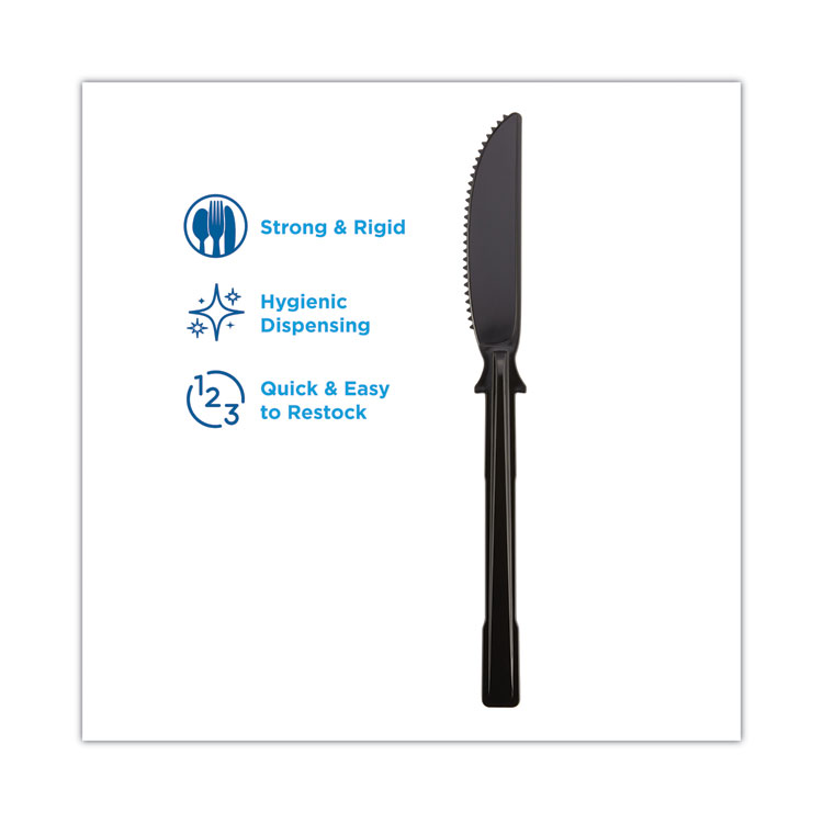 Dixie SmartStock Tri-Tower Dispensing System Cutlery, Knives, Mediumweight, Polystyrene, Black, 40/Cartridge, 24 Cartridges/Carton (DXEDUSSK5)