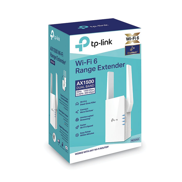 TP-Link TP-LINK AX1500 RE505X 1500Mbps Wi-Fi Dual Band Range Extender, 1 Port, Dual-Band 2.4 GHz/5 GHz (TPLRE505X)