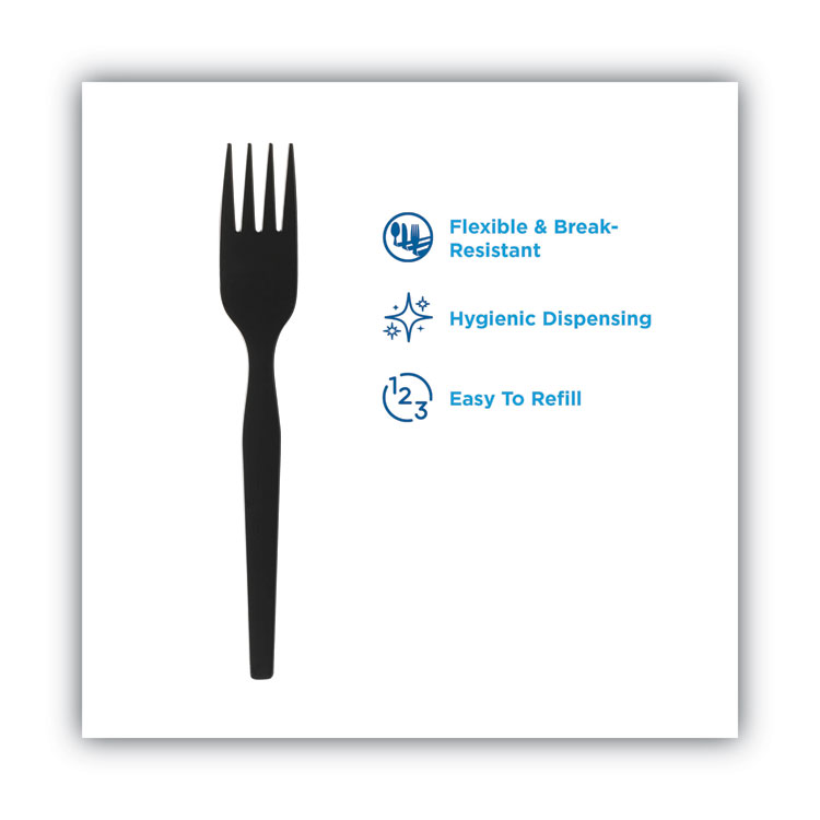 Dixie SmartStock Plastic Cutlery Refill, Forks, 6", Series-O Heavyweight, Black, 40/Pack, 24 Packs/Carton (DXESSPFH51)