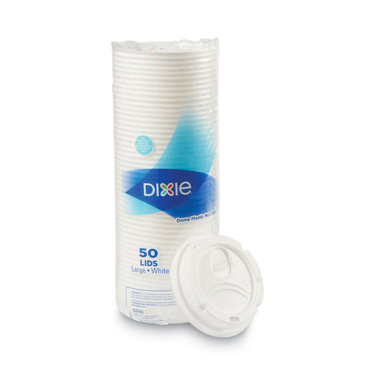 Dixie Dome Drink-Thru Lids, Fits 10 oz to 16 oz PerfecTouch; 12 oz to 20 oz WiseSize Cup, White, 50/Pack (DXE9542500DXPK)