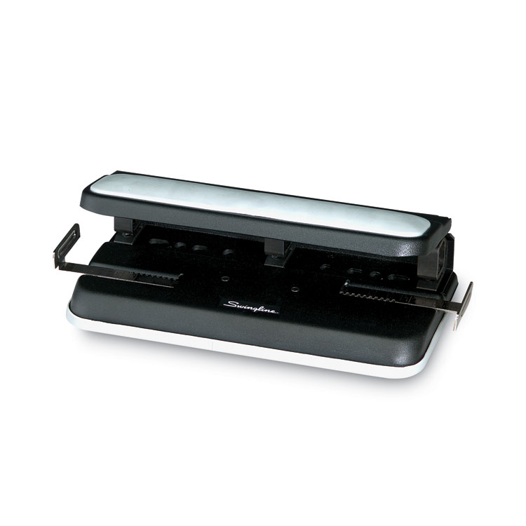 Swingline 32-Sheet Lever Handle Heavy-Duty Two- to Seven-Hole Punch, 9/32" Holes, Black (SWI74350)