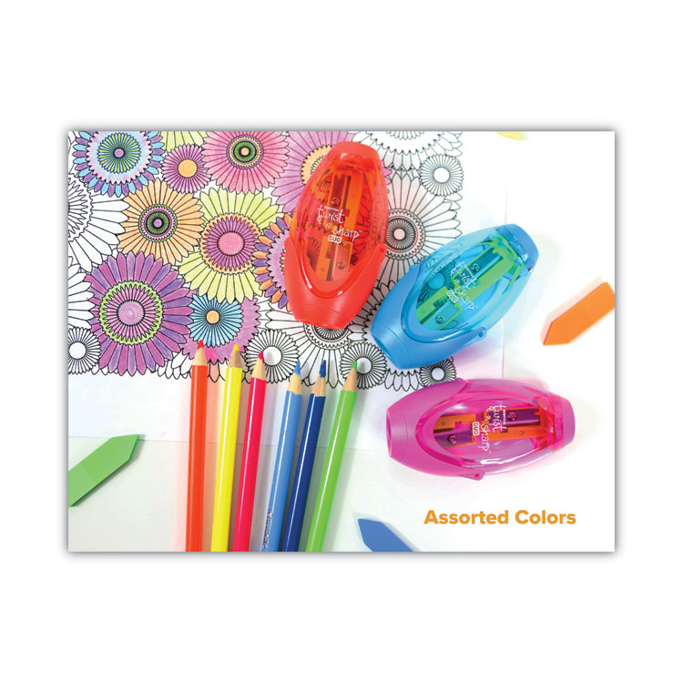Bostitch Twist-n-Sharp Pencil Sharpener, Two-Hole, 3.91 x 1.5 x 5.88, Randomly Assorted Colors, 6/Pack (BOSPS2ASSTPK)