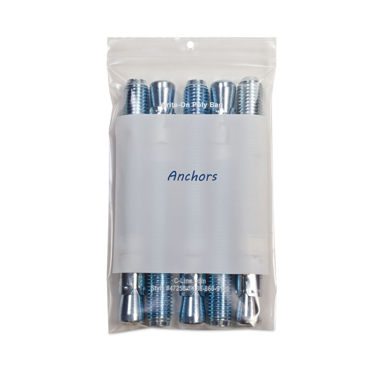 C-Line Write-On Poly Bags, 2 mil, 5" x 8", Clear, 1,000/Carton (CLI47258)