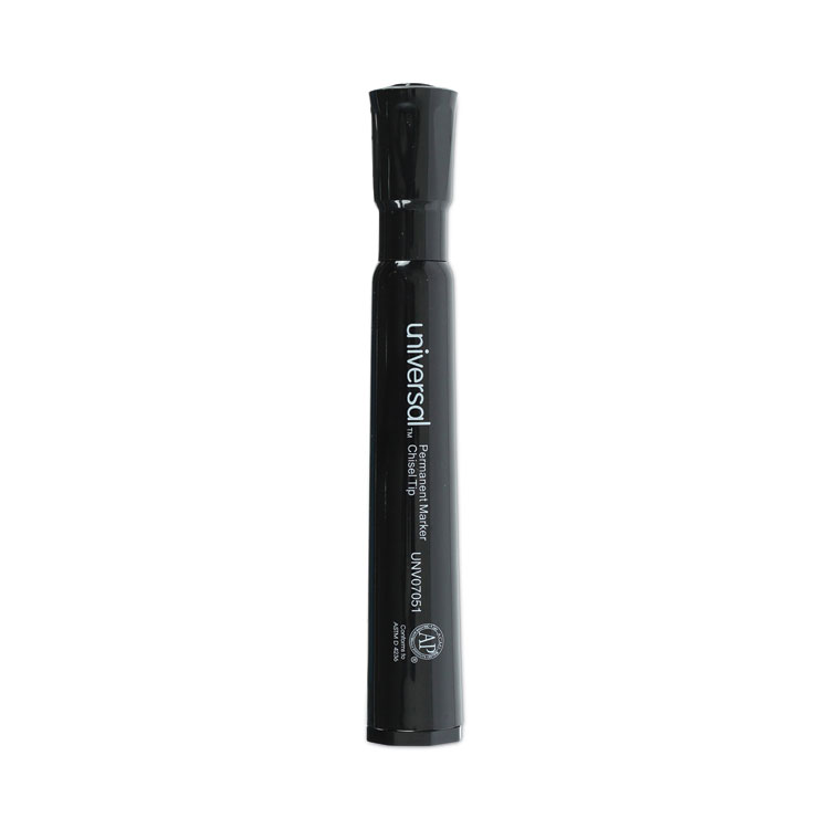 Universal Chisel Tip Permanent Marker, Broad Chisel Tip, Black, Dozen (UNV07051)