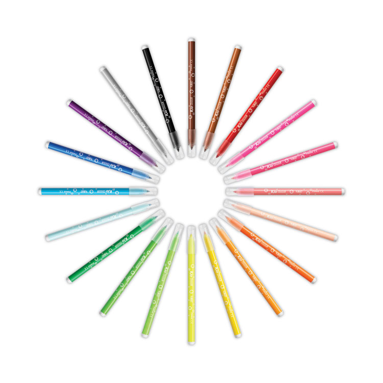 BIC Kids Ultra Washable Markers, Medium Bullet Tip, Assorted Colors, 20/Pack (BICBKCM20AST)