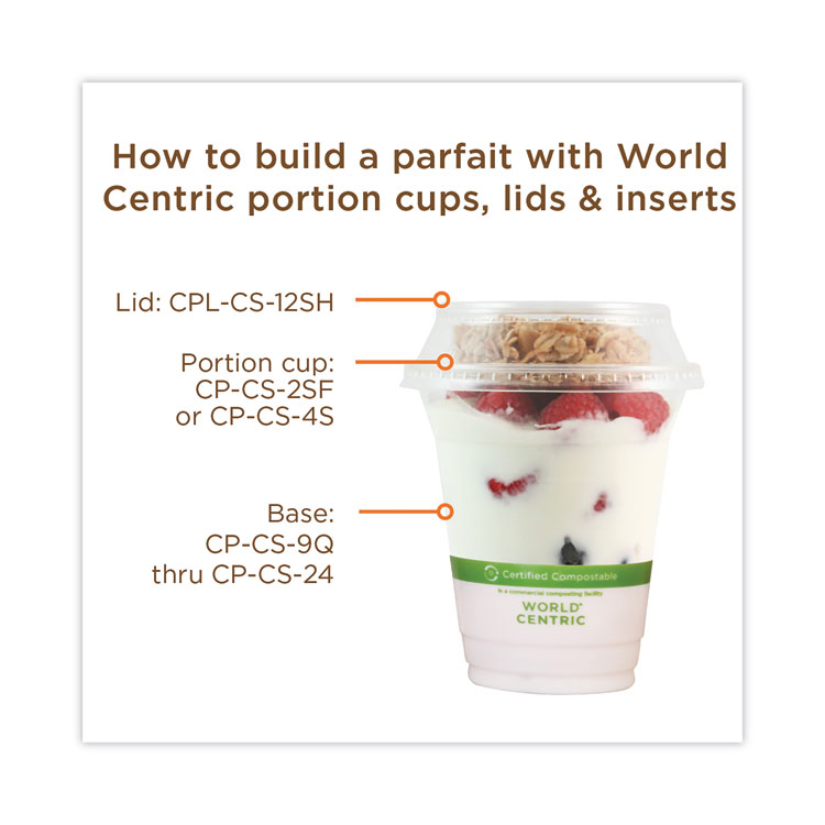 World Centric PLA Clear Cold Cups, Flat Style, 2 oz, Clear, 2,000/Carton (WORCPCS2SF)