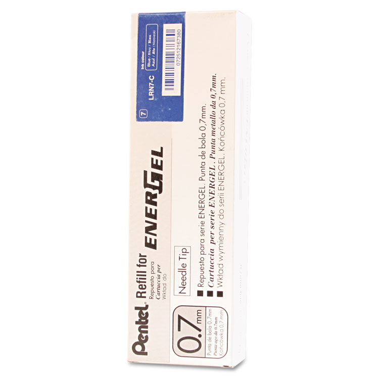 Pentel Refill for Pentel EnerGel Retractable Liquid Gel Pens, Medium Needle Tip, Blue Ink (PENLRN7C)
