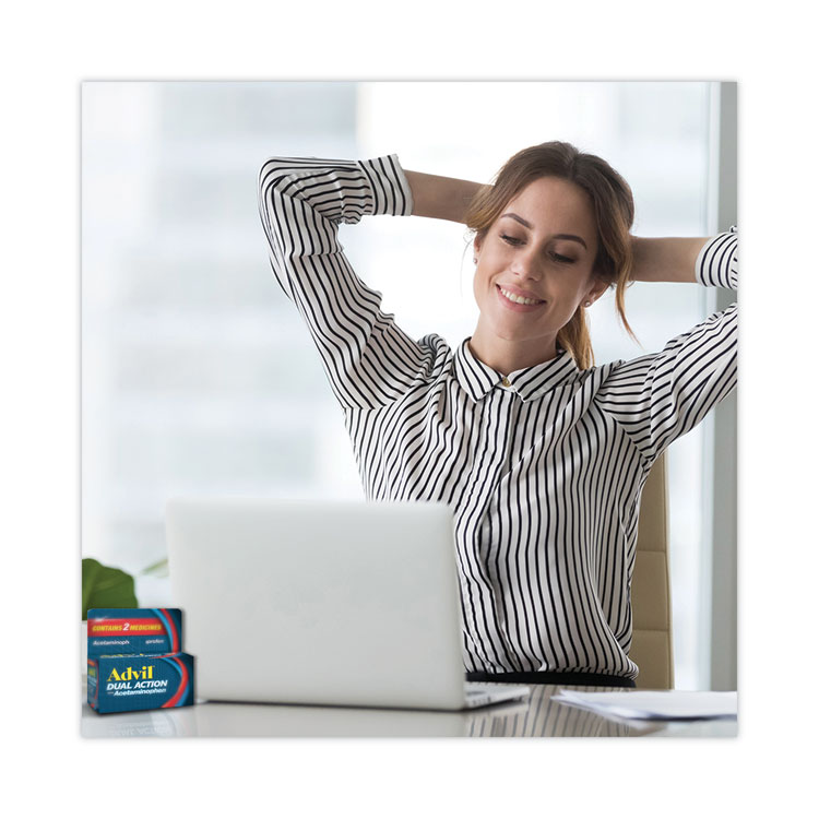 Advil Dual Action with Acetaminophen and Ibuprofen Caplets, 50 Packets of 2 Caplets (AVL014795)