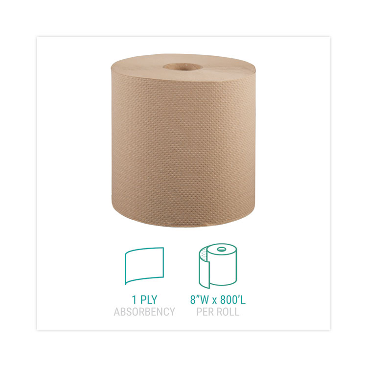 Windsoft Hardwound Roll Towels, 1-Ply, 8" x 800 ft, Natural, 6 Rolls/Carton (WIN12806)