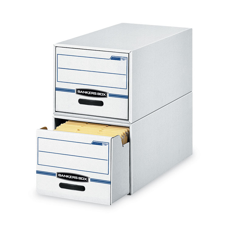 Bankers Box STOR/DRAWER Basic Space-Savings Storage Drawers, Legal Files, 16.75 x 19.5 x 11.5, White/Blue (FEL00722EA)