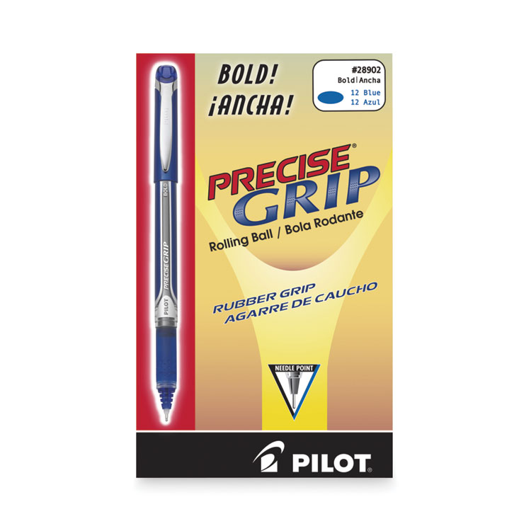 Pilot Precise Grip Roller Ball Pen, Stick, Bold 1 mm, Blue Ink, Blue Barrel (PIL28902)