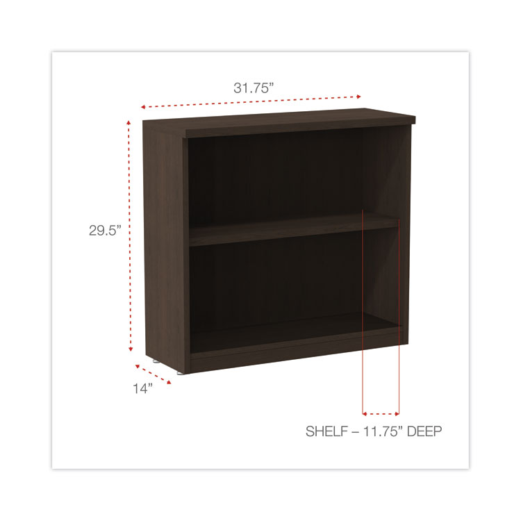 Alera Alera Valencia Series Bookcase, Two-Shelf, 31.75w x 14d x 29.5h, Espresso (ALEVA633032ES)