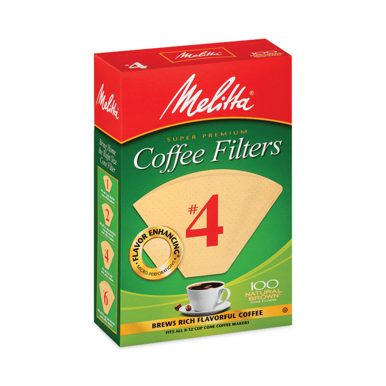 Melitta Melitta Coffee Filters, #4, 8 to 12 Cup Size, Cone Style, 100 Filters/Pack, 3/Pack (GRR22000695)