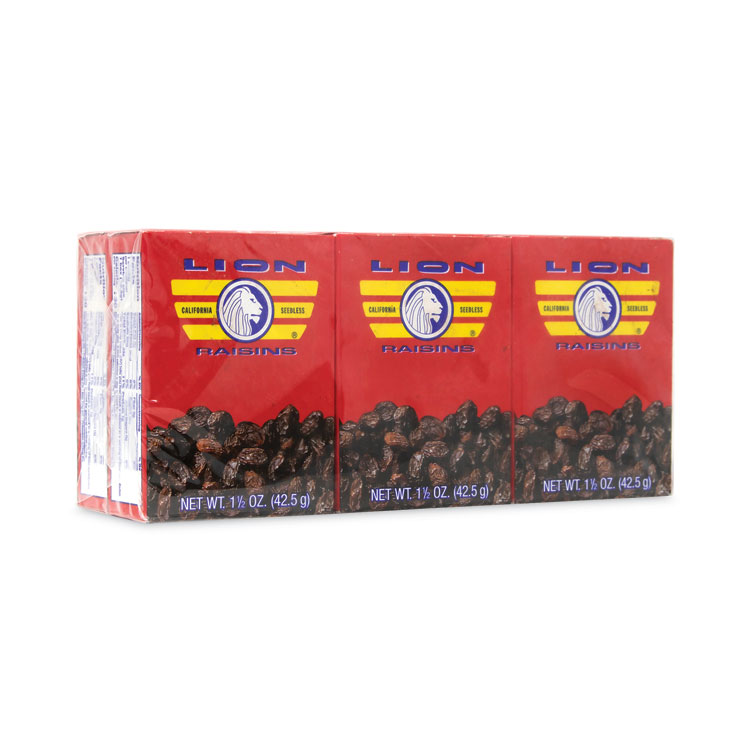 Lion California Seedless Raisins, 1.5 oz Box, 6/Pack (GRR30801001)