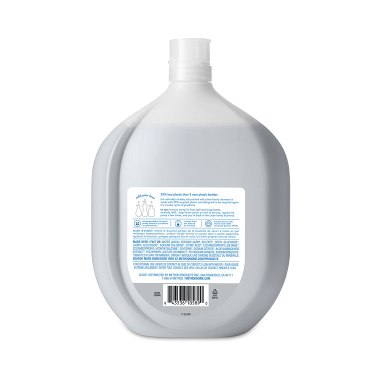 Method Gel Hand Wash Refill Tub, Fragrance-Free, 34 oz, 4/Carton (MTH328116)