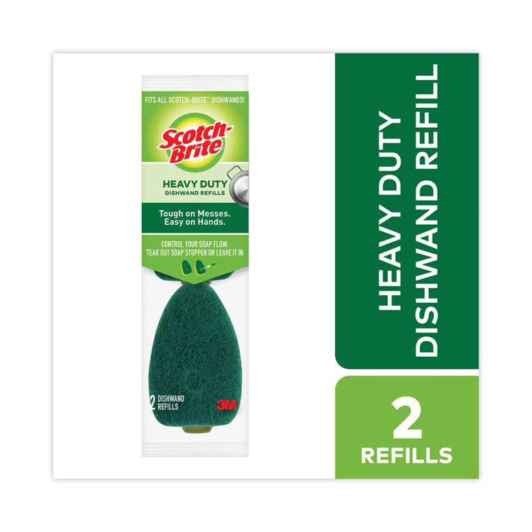 Scotch-Brite Soap-Dispensing Dishwand Sponge Refills, 2.9 x 2.2, Green, 2/Pack (MMM4817RSC)