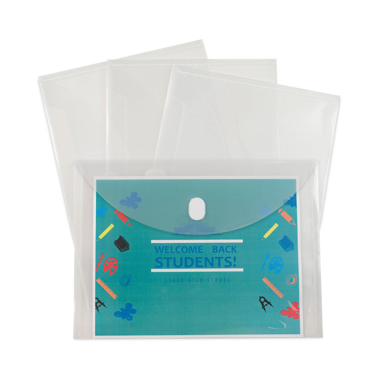 C-Line Reusable Poly Envelope, Hook/Loop Closure, 9.38 x 13, Clear, 5/Pack (CLI35107)