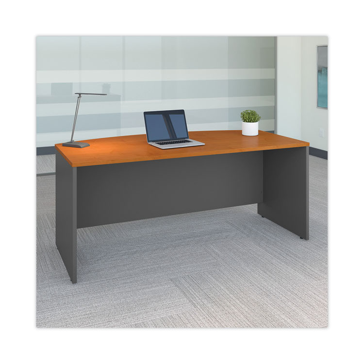 Bush Series C Collection Bow Front Desk, 71.13" x 36.13" x 29.88", Natural Cherry/Graphite Gray (BSHWC72446)