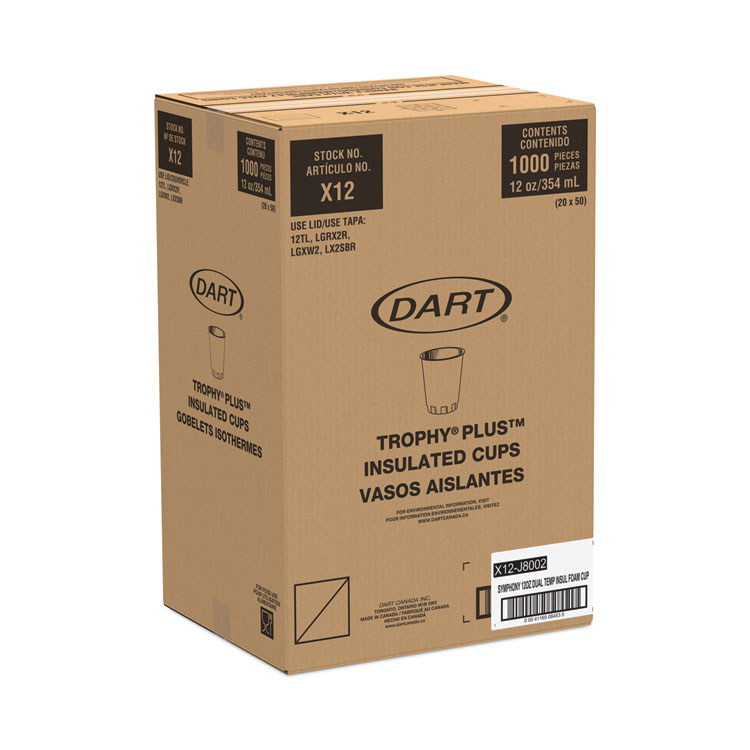 Dart Trophy Plus Dual Temperature Insulated Cups in Symphony Design, 12 oz, Beige, 1,000/Carton (SCCX12J8002CT)