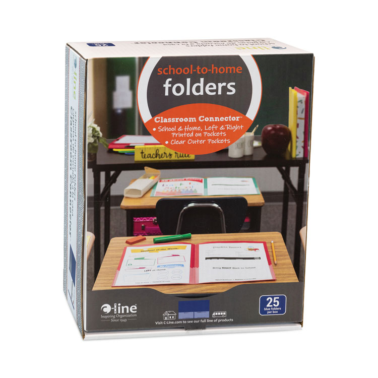 C-Line Classroom Connector Folders, 11 x 8.5, Blue, 25/Box (CLI32005)