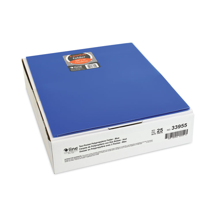 C-Line Two-Pocket Heavyweight Poly Portfolio Folder, 11 x 8.5, Blue, 25/Box (CLI33955BX)