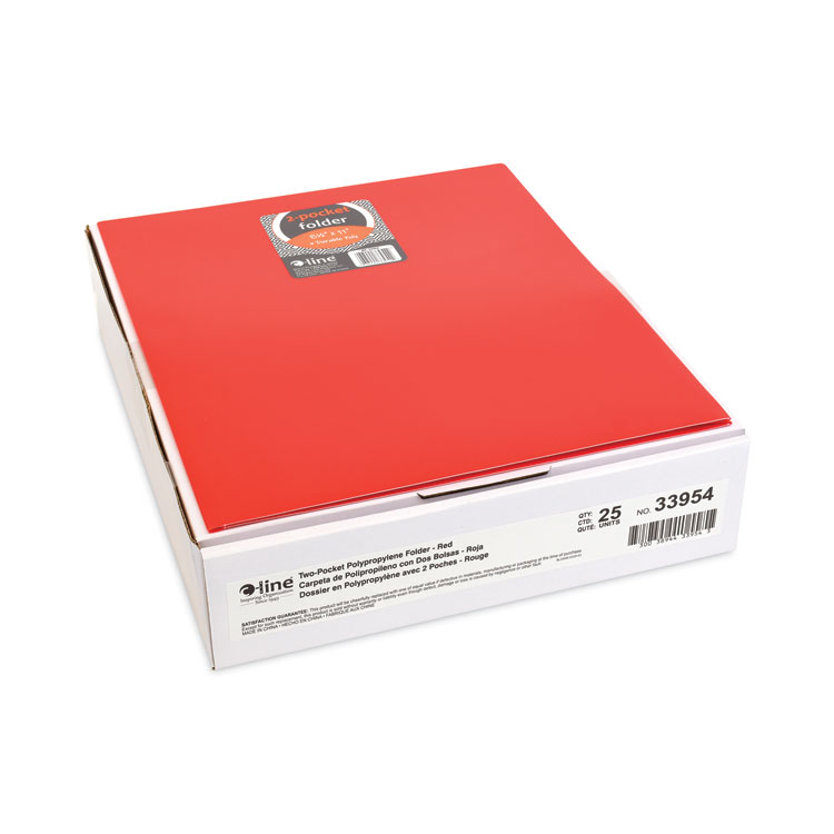 C-Line Two-Pocket Heavyweight Poly Portfolio Folder, 11 x 8.5, Red, 25/Box (CLI33954BX)