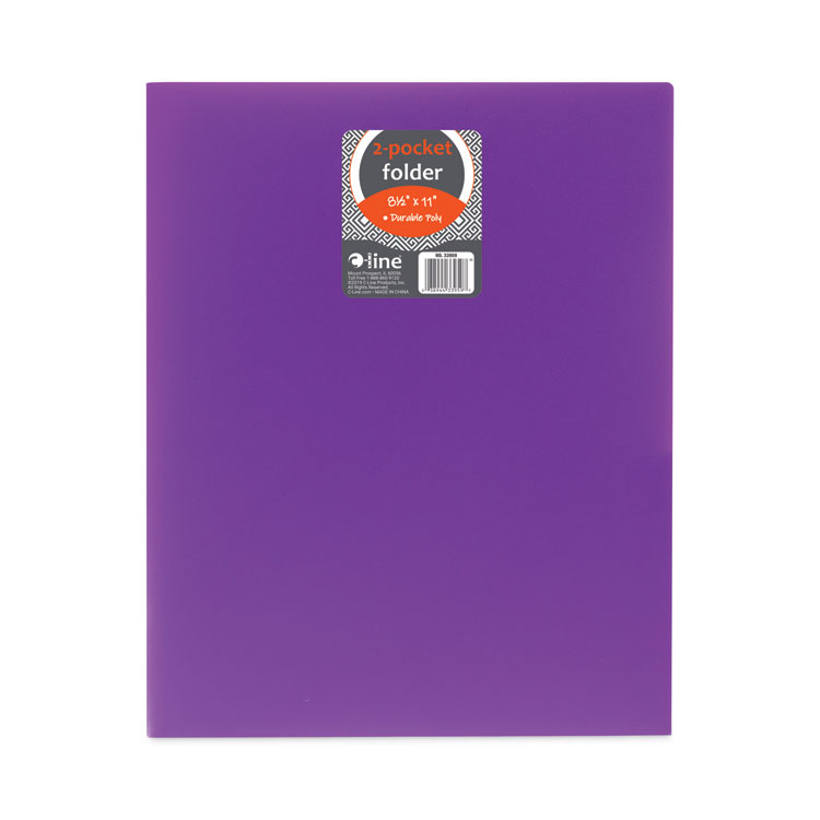 C-Line Two-Pocket Heavyweight Poly Portfolio Folder, 11 x 8.5, Purple, 25/Box (CLI33959BX)