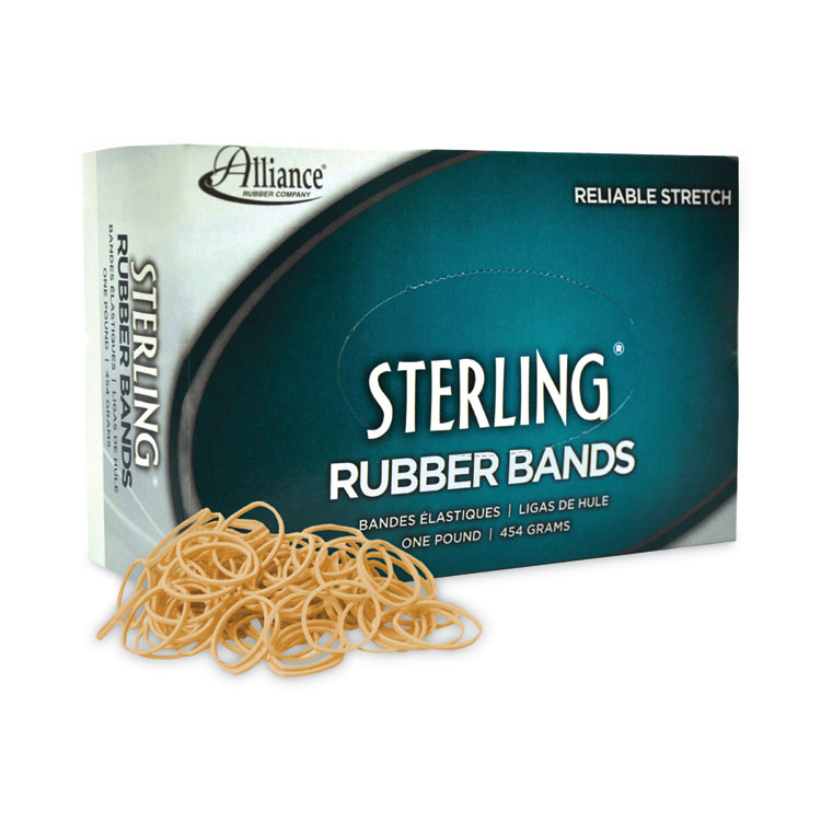 Alliance Sterling Rubber Bands, Size 10, 0.03" Gauge, Crepe, 1 lb Box, 5,000/Box (ALL24105)