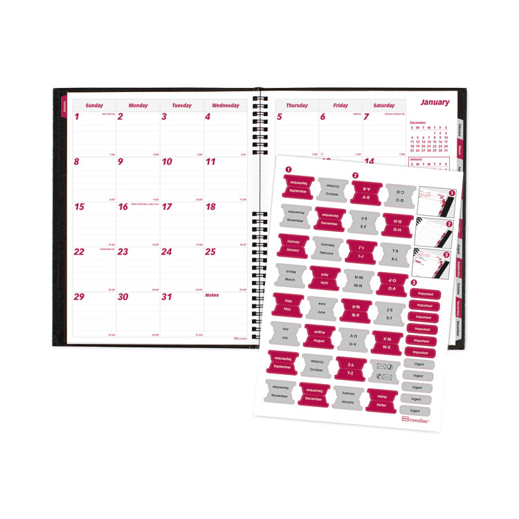 Brownline CoilPro 14-Month Ruled Monthly Planner, 11 x 8.5, Black Cover, 14-Month: Dec 2024 to Jan 2026 (REDCB1262CBLK)