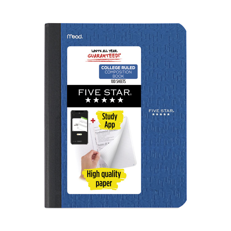 Five Star Composition Book, Medium/College Rule, Randomly Assorted Cover Color, (100) 9.75 x 7.5 Sheets (MEA09498)
