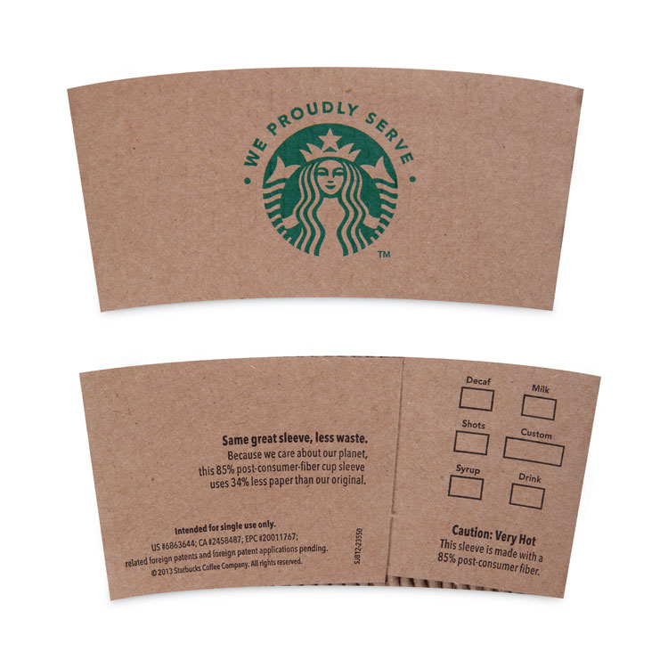 Starbucks Cup Sleeves, Fits 12, 16, 20 oz Hot Cups, Kraft, 1,380/Carton (SBK11020575)