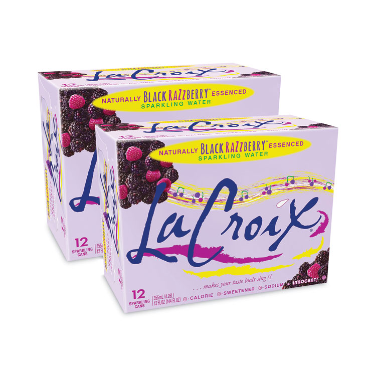 LaCroix Sparkling Water, Black Razzberry, 12 oz Can, 12 Cans/Pack, 2 Packs/Carton (LCXNAV40112)