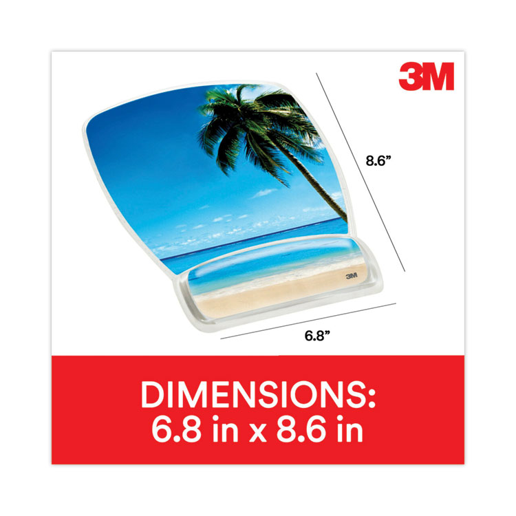 3M Fun Design Clear Gel Mouse Pad with Wrist Rest, 6.8 x 8.6, Beach Design (MMMMW308BH)