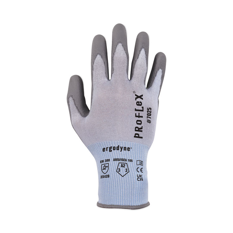 ergodyne ProFlex 7025 ANSI A2 PU Coated CR Gloves, Blue, Large, Pair (EGO10434)
