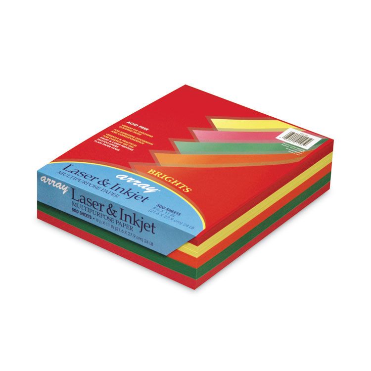 Pacon Array Colored Bond Paper, 24 lb Bond Weight, 8.5 x 11, Assorted Bright Colors, 500/Ream (PAC101105)