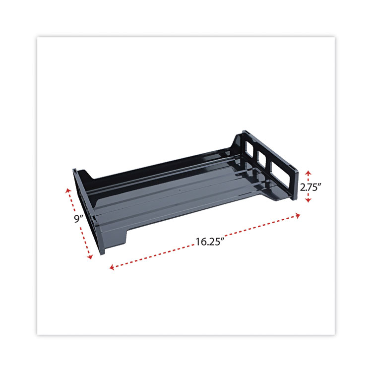 Universal Recycled Plastic Side Load Desk Trays, 2 Sections, Legal Size Files, 16.25" x 9" x 2.75", Black (UNV08101)
