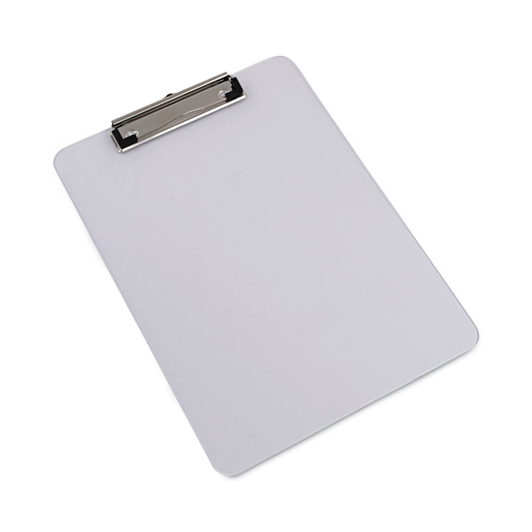 Universal Plastic Clipboard with Low Profile Clip, 0.5" Clip Capacity, Holds 8.5 x 11 Sheets, Clear (UNV40310)